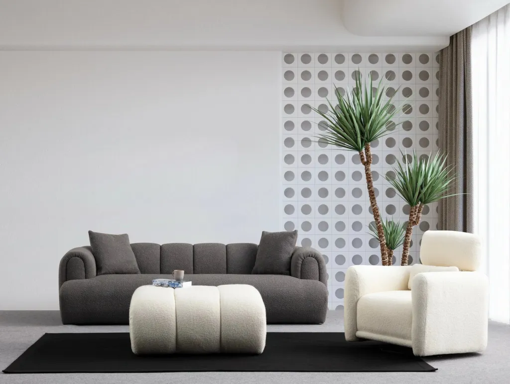 Divan treshe Atelier del Sofa, Puffy 3 Plain, ngjyrë antracit - 3