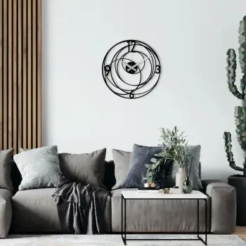 Orë muri dekorative prej metali, Wallity Enzoclock - S027, e zezë, 48x48cm