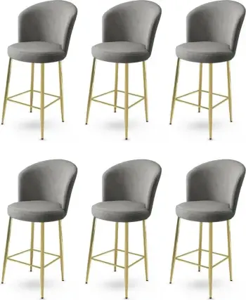 Set karrigesh për bar (6 copë), Hanah Home, Alte, gri, ar