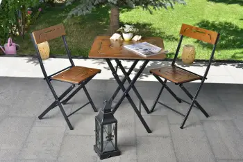 Set Tavolinë & Karrige Kopshti (3 Copë) Bistro Set 3, arrë, zezë