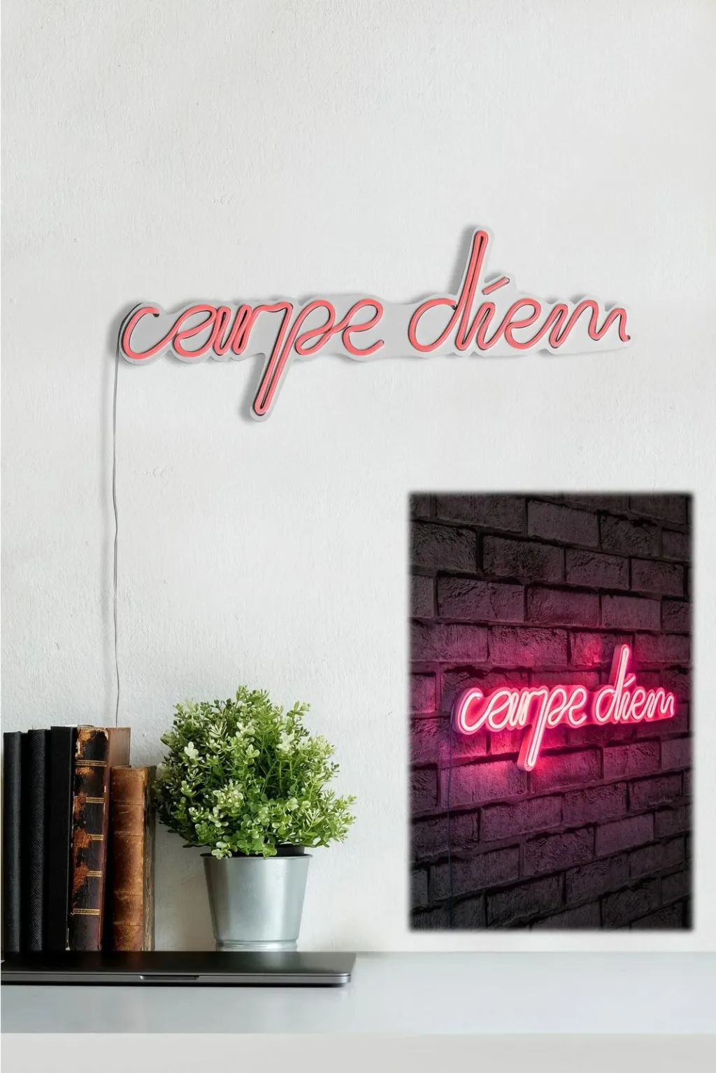 Dekor dritash LED plastike, Carpe Diem, ngjyrë rozë - 4