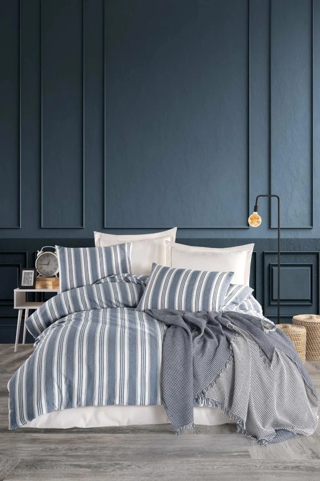 Set mbulesë për jorgan dopio, L'essentiel, Soft Line, ngjyrë navy - 1