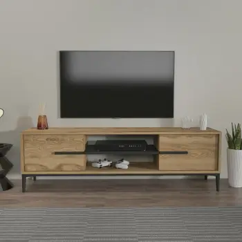 Komodë TV Hanah Home, Eslem, ngjyrë lis dhe e zezë