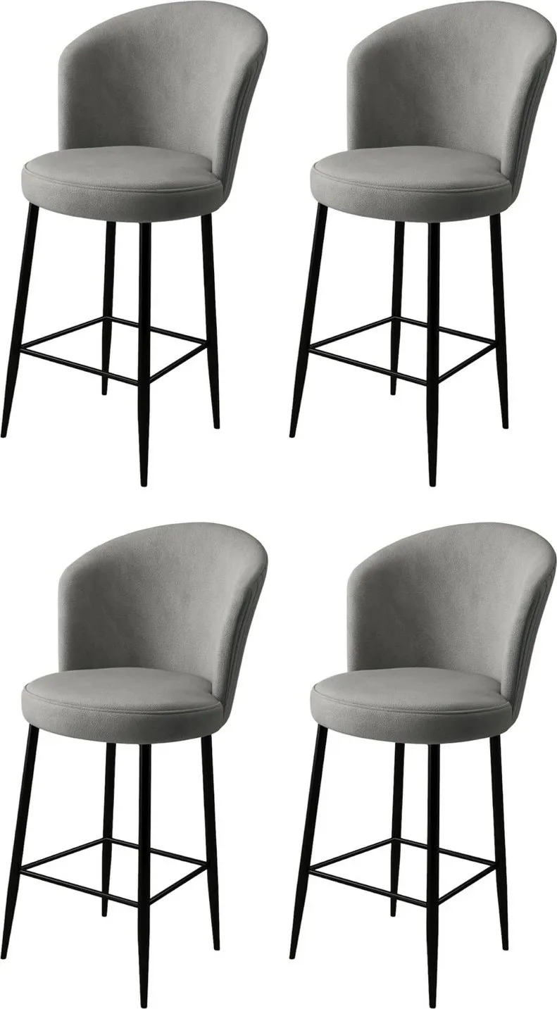 Set karrigesh për bar (4 copë), Hanah Home, Fora, gri, e zezë - 1