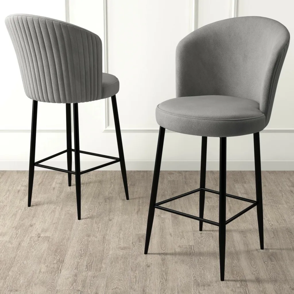 Set karrigesh për bar (4 copë), Hanah Home, Fora, gri, e zezë - 2