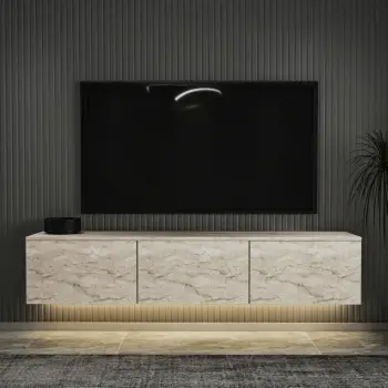 Komodë TV Hanah Home, ndriçim neon, ngjyrë travertin
