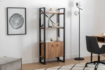 Raft librash Hanah Home, Milano, ngjyrë Atlantic Pine dhe e zezë