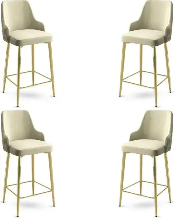 Set karrigesh për bar (4 copë), Hanah Home, Enox, krem, ari