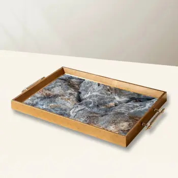 Tabaka dekorative prej qelqi, Aberto Design, TPEA10002, shumëngjyrëshe, 50x29x3.5cm