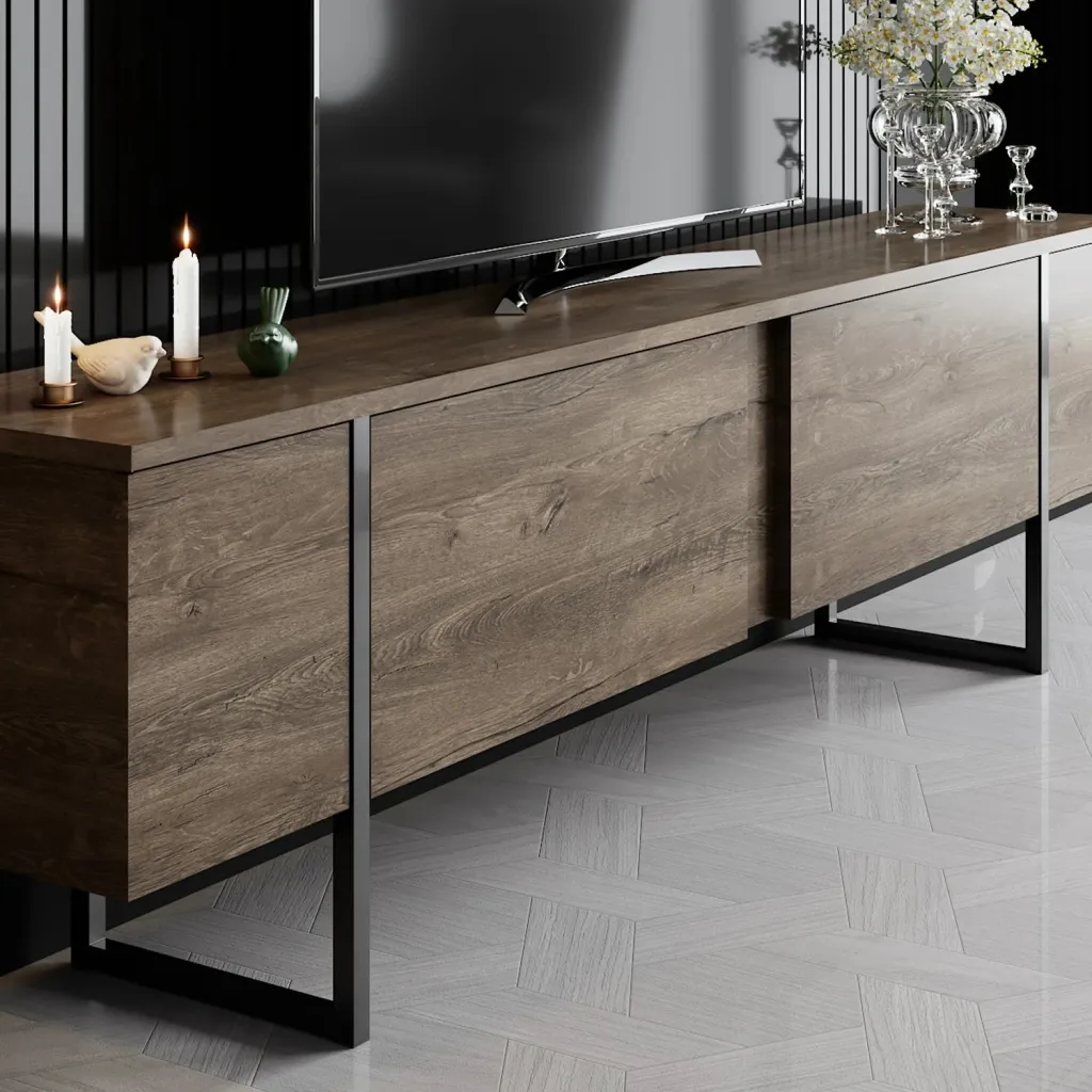 Komodë Hanah Home, Luxe, e zezë dhe arre - 3