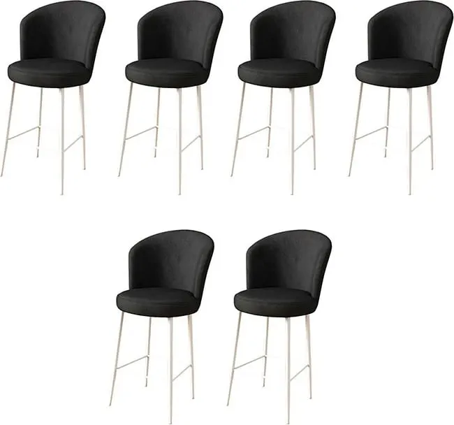 Set karrigesh për bar (6 copë), Hanah Home, Fora, e zezë dhe e bardhë - 1