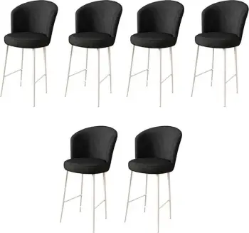 Set karrigesh për bar (6 copë), Hanah Home, Fora, e zezë dhe e bardhë