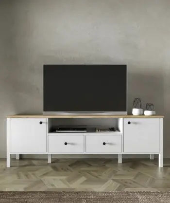 Komodë TV Hanah Home, FRN-20056, ngjyrë druri dhe e bardhë, 180x58x35cm