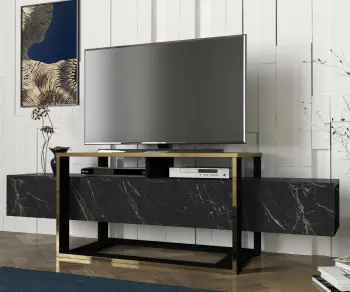 Komodë TV Hanah Home, ngjyrë e zezë dhe ari, Bianco