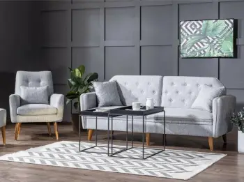 Set divani me karrige, ngjyrë gri, Atelier del Sofa, Terra-TKM03-1008