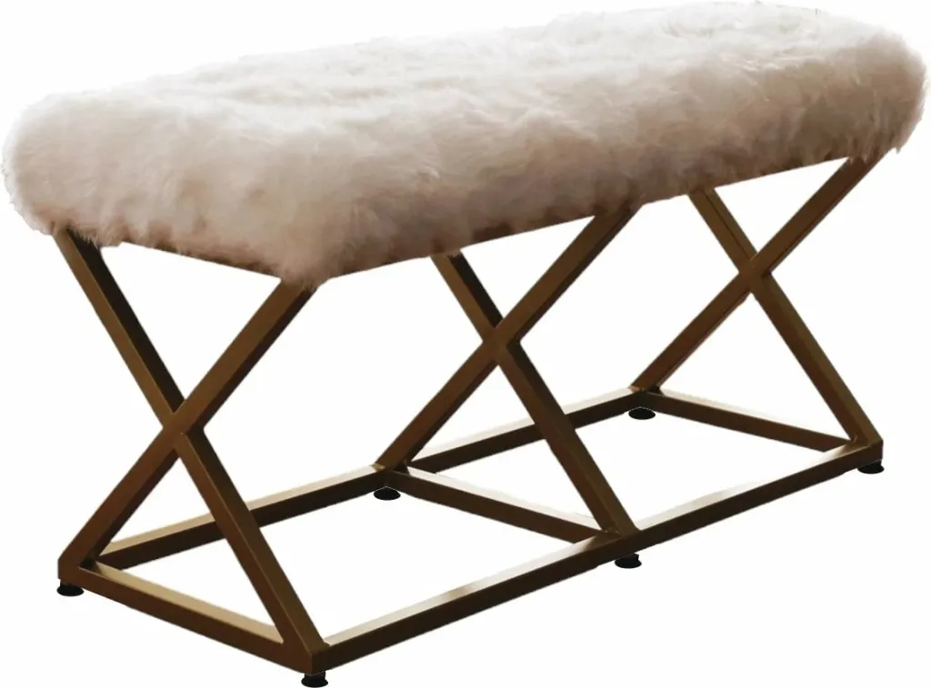 Bankë Atelier del Sofa, pelush Capraz, ngjyrë ari dhe e bardhë - 5