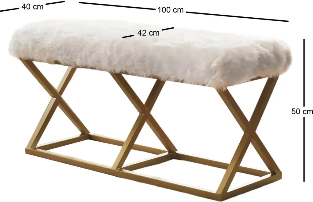 Bankë Atelier del Sofa, pelush Capraz, ngjyrë ari dhe e bardhë - 6