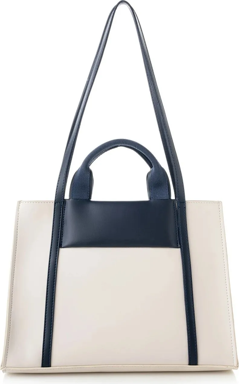 Tote bag Vince Camuto, Umbria, krem dhe kaltër e errët - 5