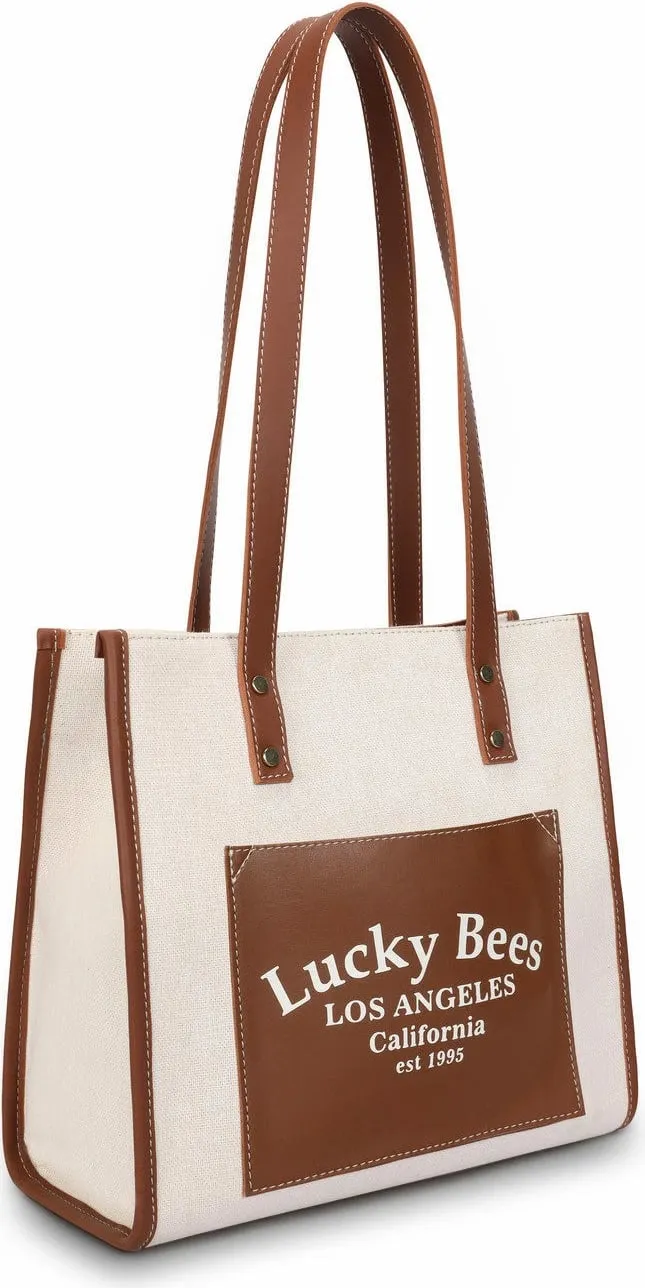 Torbë tote Lucky Bees, kafe dhe krem, 376 - 2