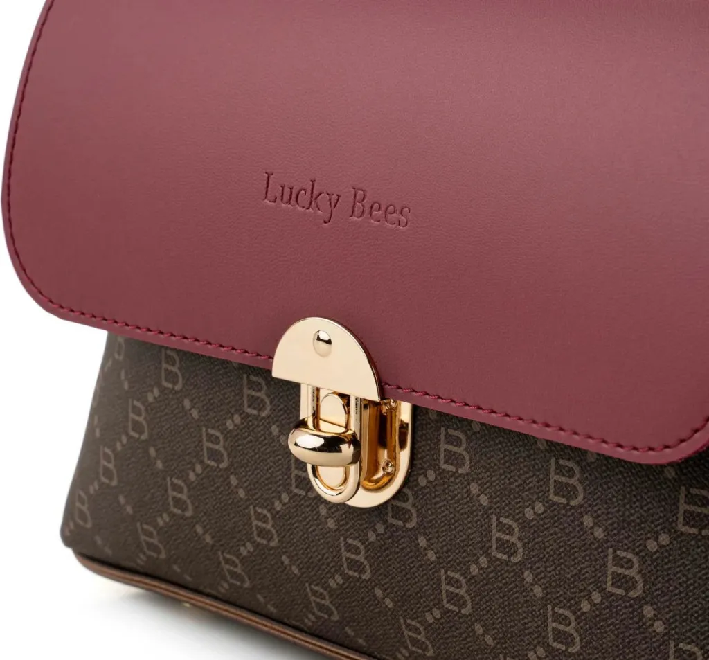 Çantë crossbody Lucky Bees, kafe dhe e kuqe e errët, 1278 - 6