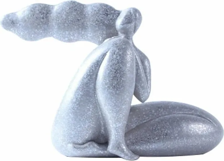 Figurë dekorative abstrakte, ngjyrë argjendi, 24x10x17cm - 1