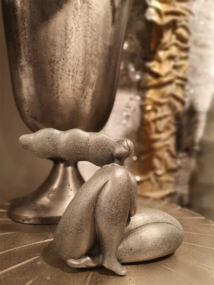 Figurë dekorative abstrakte, ngjyrë argjendi, 24x10x17cm - 3