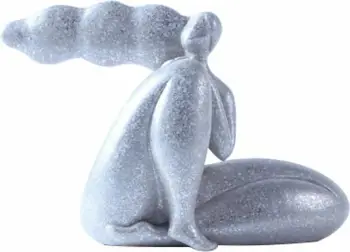 Figurë dekorative abstrakte, ngjyrë argjendi, 24x10x17cm