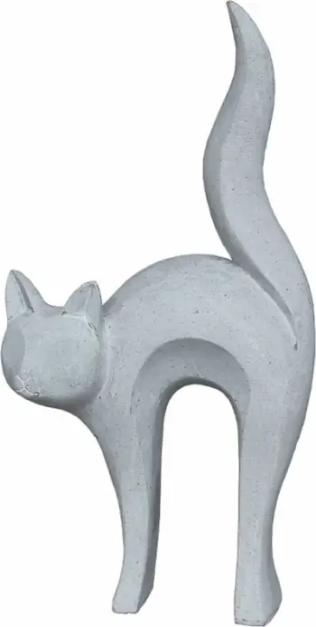 Statujë dekorative mace, gur sintetik, ngjyrë gri, 31x15x62cm