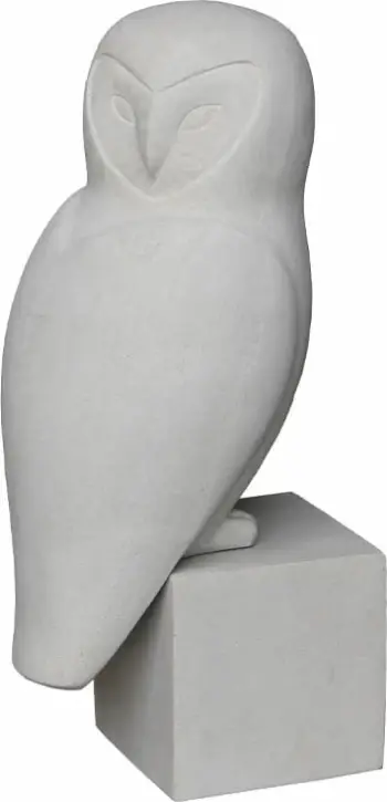 Figurë dekorative Wise Owl, gur sintetik, ngjyrë bezhë, 27x24x67cm