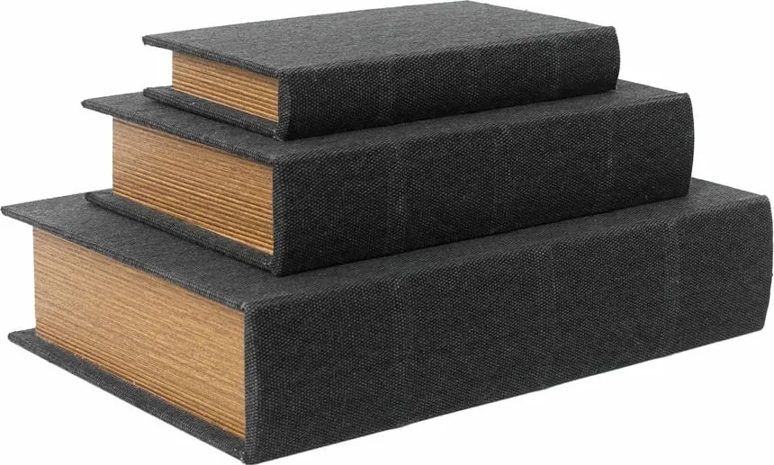 Set dekorativ librash, 3 copë, MDF, gri e errët-bezhë, 33x22x7cm - 1