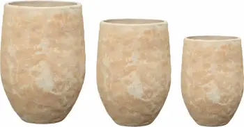 Set vazo PORTER, 3 copë, qeramikë, bezhë, 42x42x58