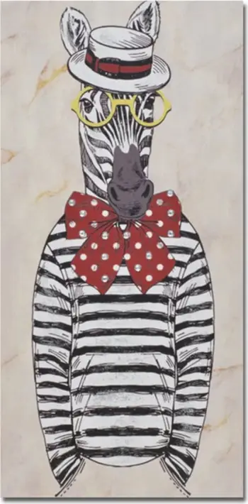 Pikturë dekorative Mr. Zebra, shumëngjyrëshe, kanavacë, dru, 30x60x2cm