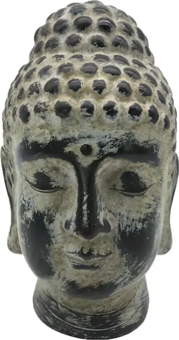 Kokë dekorative Buda, polirezine, gri e zezë, 16x14x22cm