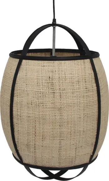 Llambë varëse Nubia, litar natyral, bambu e zezë, 39x39x55cm