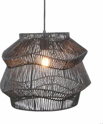 Llambë tavani Zanzibar B, metal i zi, litar, 36x36x30cm