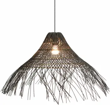 Llambë tavani varëse Meduse, metal dhe ratan i zi, 75x75x26cm