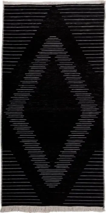 Qilim korridori Sight, 80x170, material tekstili, ngjyrë e zezë-gri