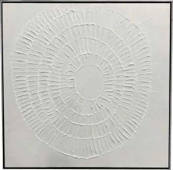 Pikturë dekorative White Fingerprints, kornizë argjendi, 80x80x4cm
