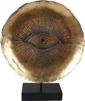 Dekor sy totem, polirezine, ngjyrë ari e zezë, 32x10x41 cm