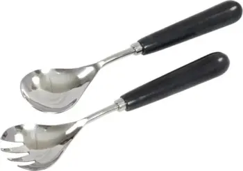 Set për shërbim sallate, 2 copë, çelik, dorezë mermeri e zezë, 28x6x2cm