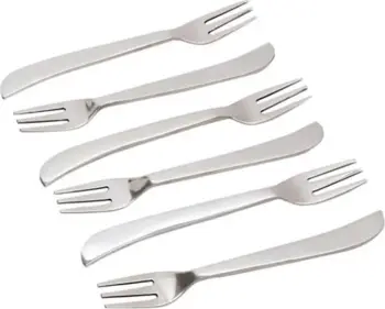 Set pirunash për ëmbëlsira, CURVE, 6 copë, çelik, argjend, 13x2x1cm