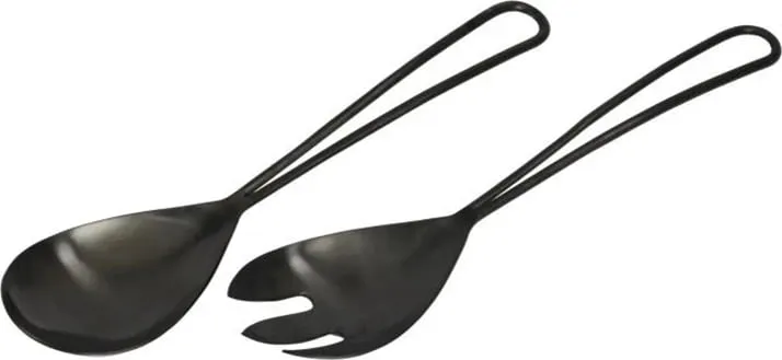 Set për shërbim sallate, 2 copë, çelik i zi, 29x7x2 cm - 1