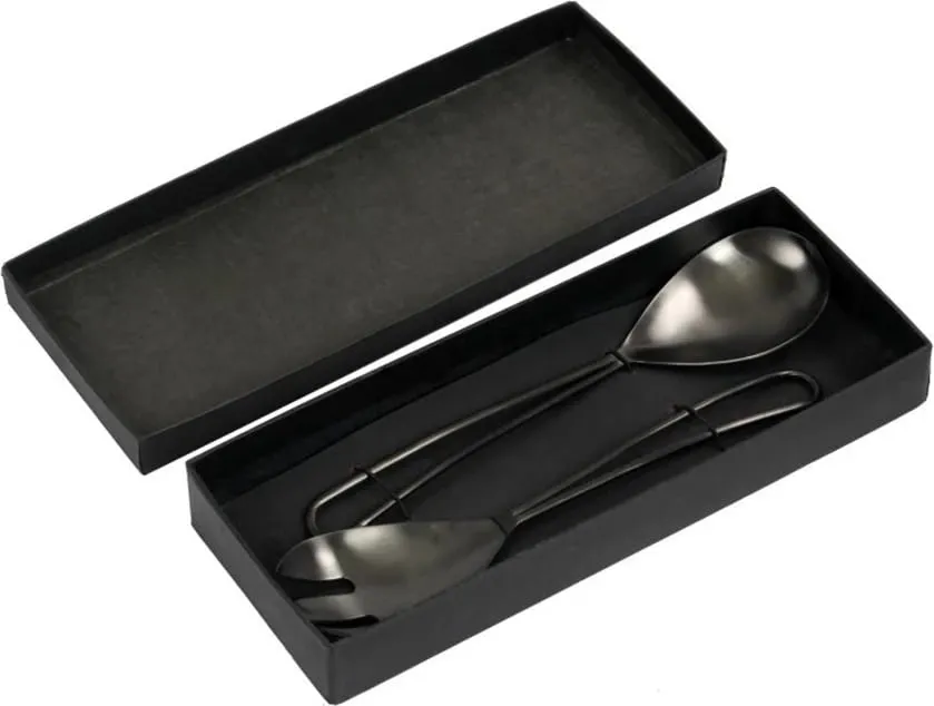 Set për shërbim sallate, 2 copë, çelik i zi, 29x7x2 cm - 2