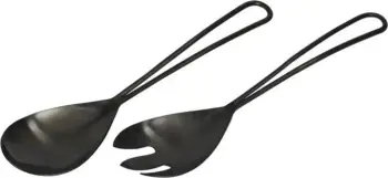 Set për shërbim sallate, 2 copë, çelik i zi, 29x7x2 cm