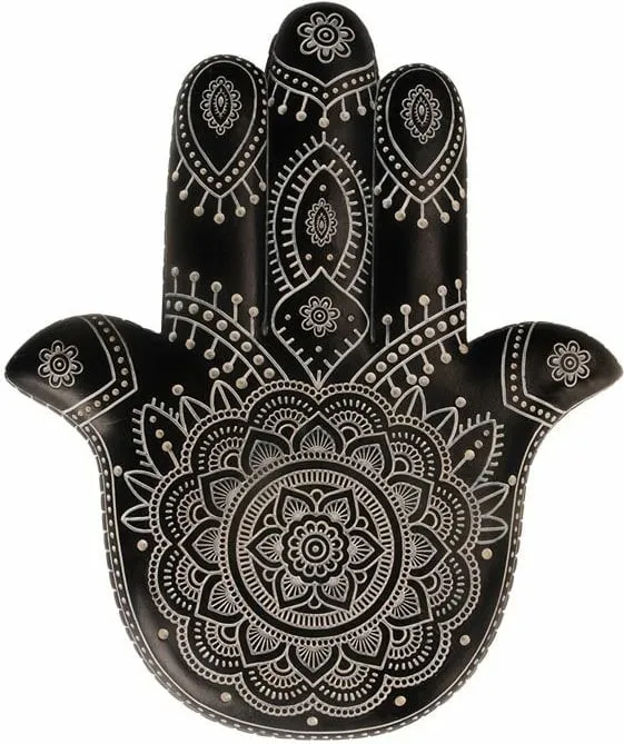 Dekor HAMSA për mur, polirezine, zi-bardhë, 25x3x30cm - 1