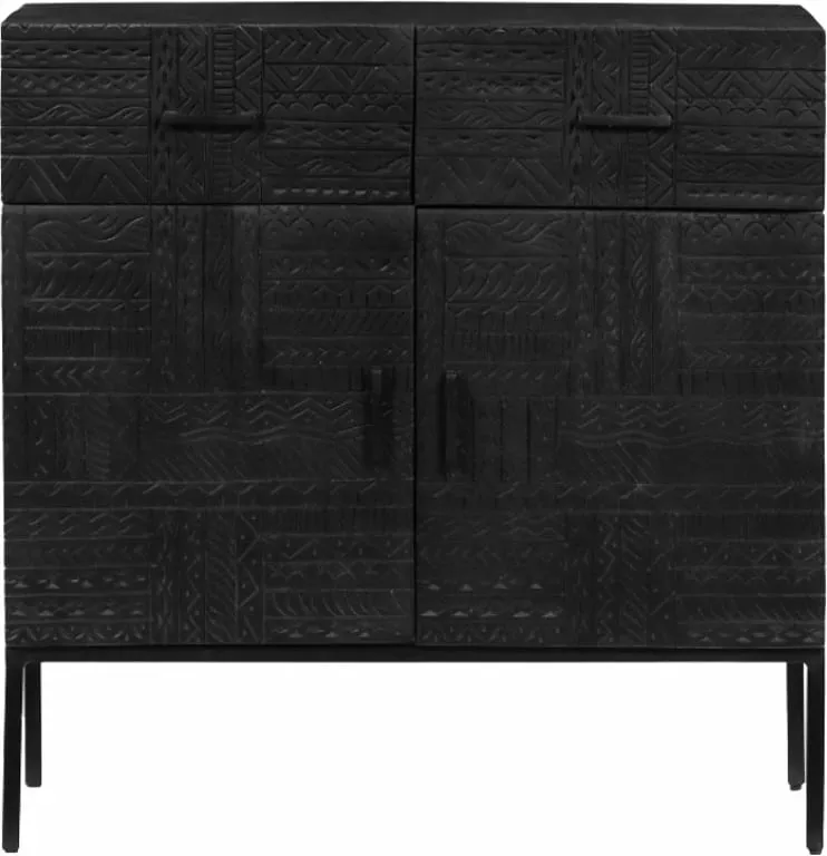 Komodë Aztec me 2 dyer, 2 sirtarë, ngjyrë e zezë, 90x40x90 - 2