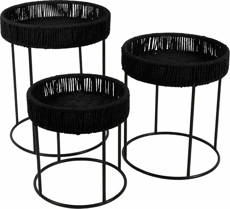 Set tavolinash THASOS, 3 copë, e zezë, 40x40x51 cm - 1