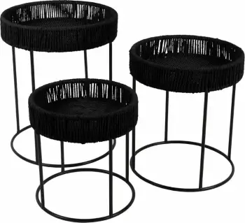 Set tavolinash THASOS, 3 copë, e zezë, 40x40x51 cm