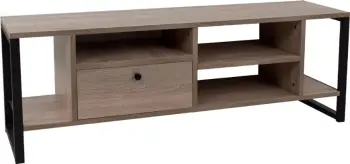 Komodë TV SPACE, 2 rafte, 1 sirtar, ngjyrë sonoma e zezë, 120x35x45cm