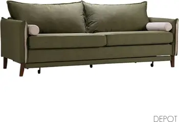 Krevat divan trefësh, ngjyrë ulliri NEVE 39, gri NEVE 80, 230x81x88